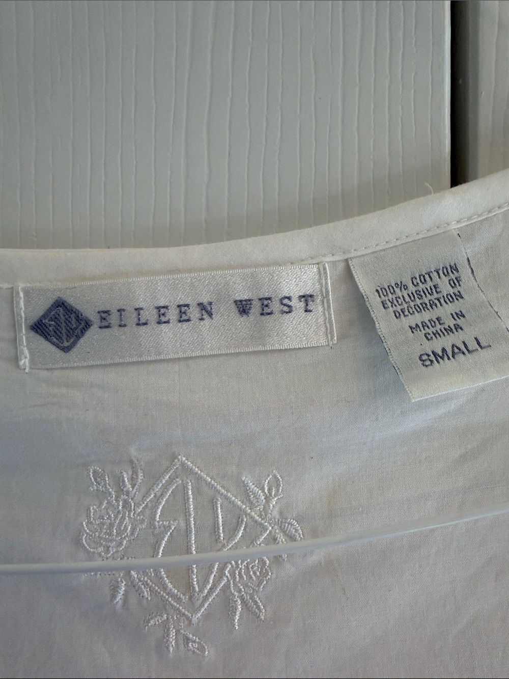 Vintage 90s, Eileen West White Button-Front Long Nightgown with Lace Yoke, Sz S - Picture 3 of 9